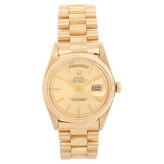Rolex President Day-Date 18k Gold Barked Men's Watch 1807