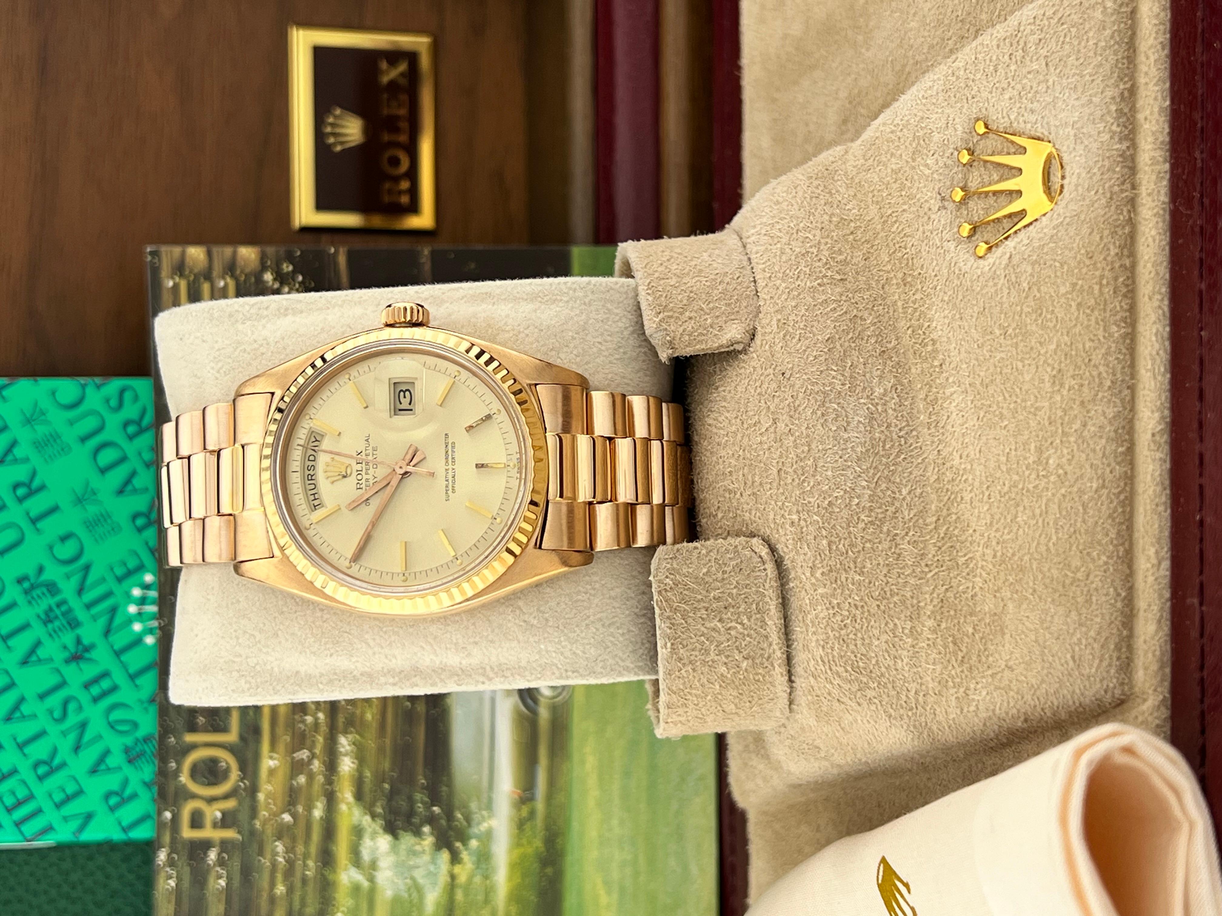 Men's Rolex President Day Date 18K Rose Gold 1803 36mm Original Rolex Box For Sale