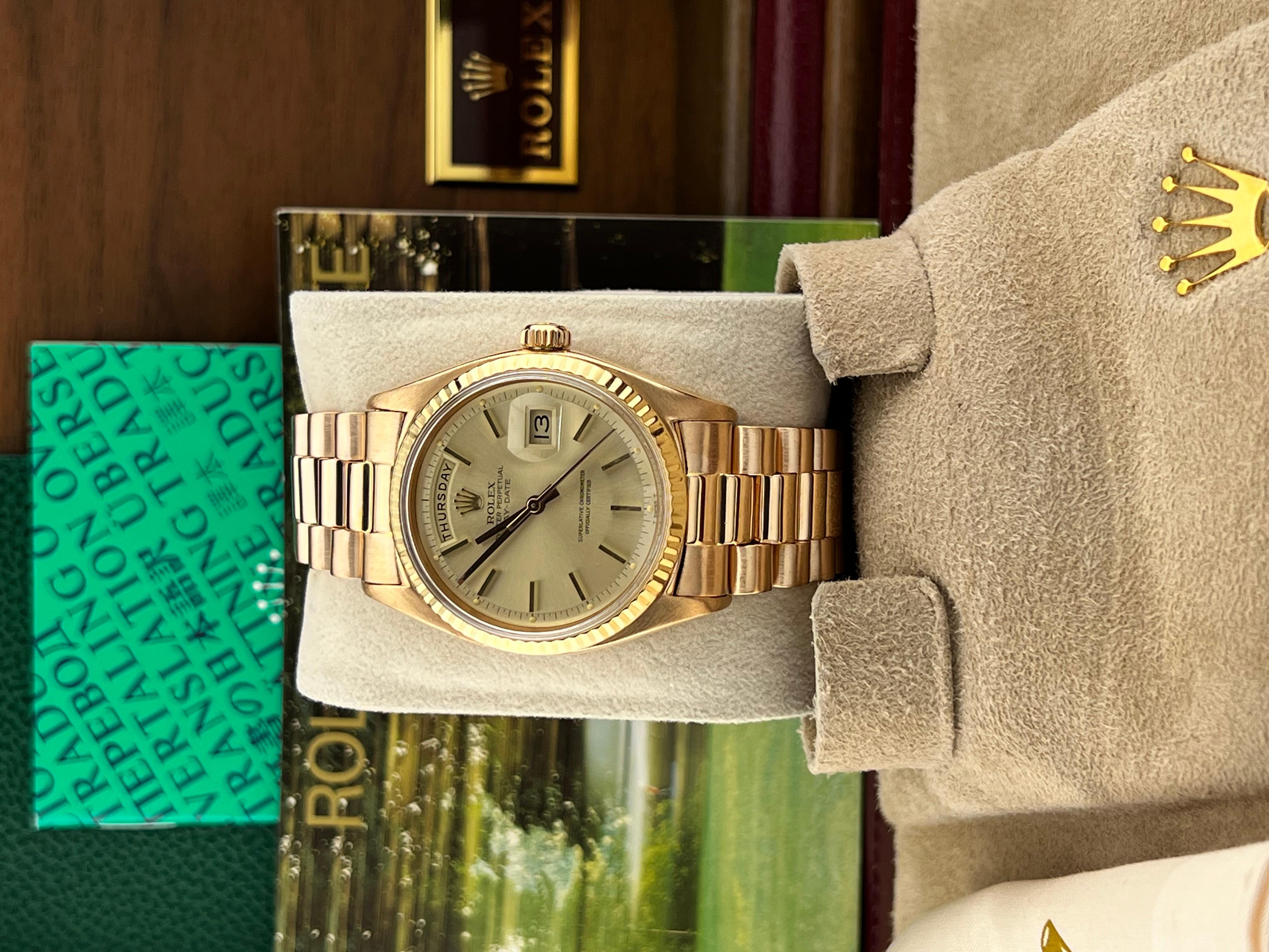 Rolex President Day Date 18K Rose Gold 1803 36mm Original Rolex Box For Sale 1