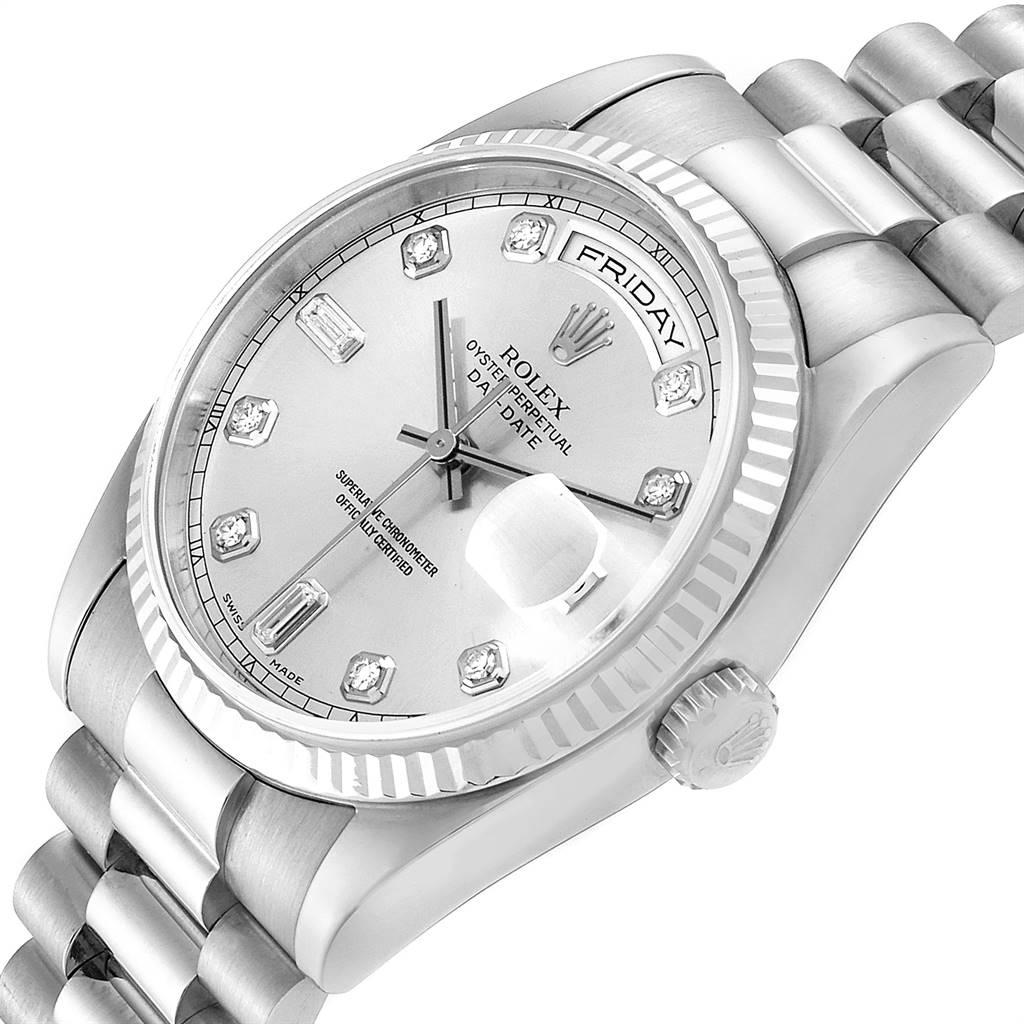 Rolex President Day-Date 18 Karat White Gold Diamond Men's Watch 118239 2