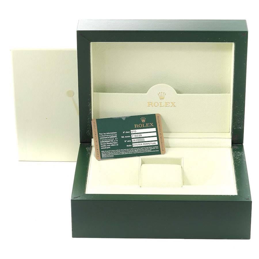 Rolex President Day-Date 18k White Gold Diamond Mens Watch 118339 Box Card 8