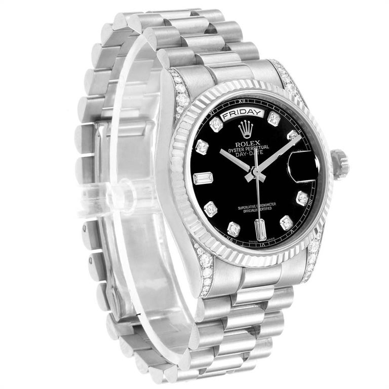 Rolex President Day-Date 18 Karat White Gold Diamond Men’s Watch 118339