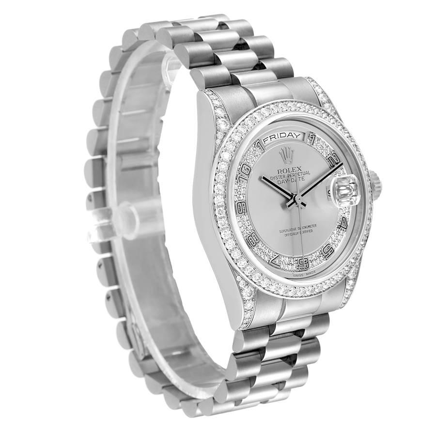 rolex president 18k white gold diamond mens watch