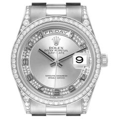 Rolex President Day-Date 18k Weißgold Diamant Herrenuhr 118389 Box Papiere