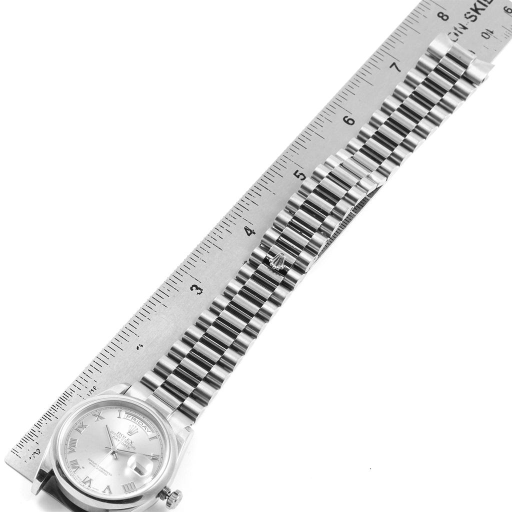 Rolex President Day-Date 18 Karat White Gold Roman Dial Men's Watch 118209 For Sale 8