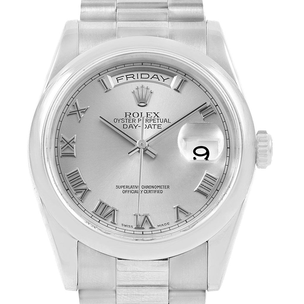 Rolex President Day-Date 18 Karat White Gold Roman Dial Men's Watch 118209 For Sale 3