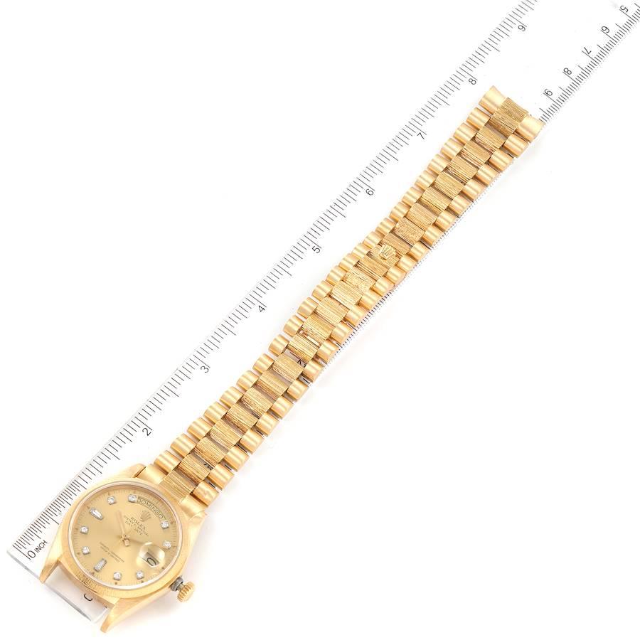 Rolex President Day-Date 18k Yellow Gold Bark Finish Mens Watch 18078 For Sale 3