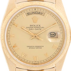 Rolex President Day-Date 18k Yellow Gold Bark Finish Men's Watch 18078