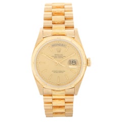 Rolex President Day-Date 18k Yellow Gold Bark Finish Men's Watch 18078