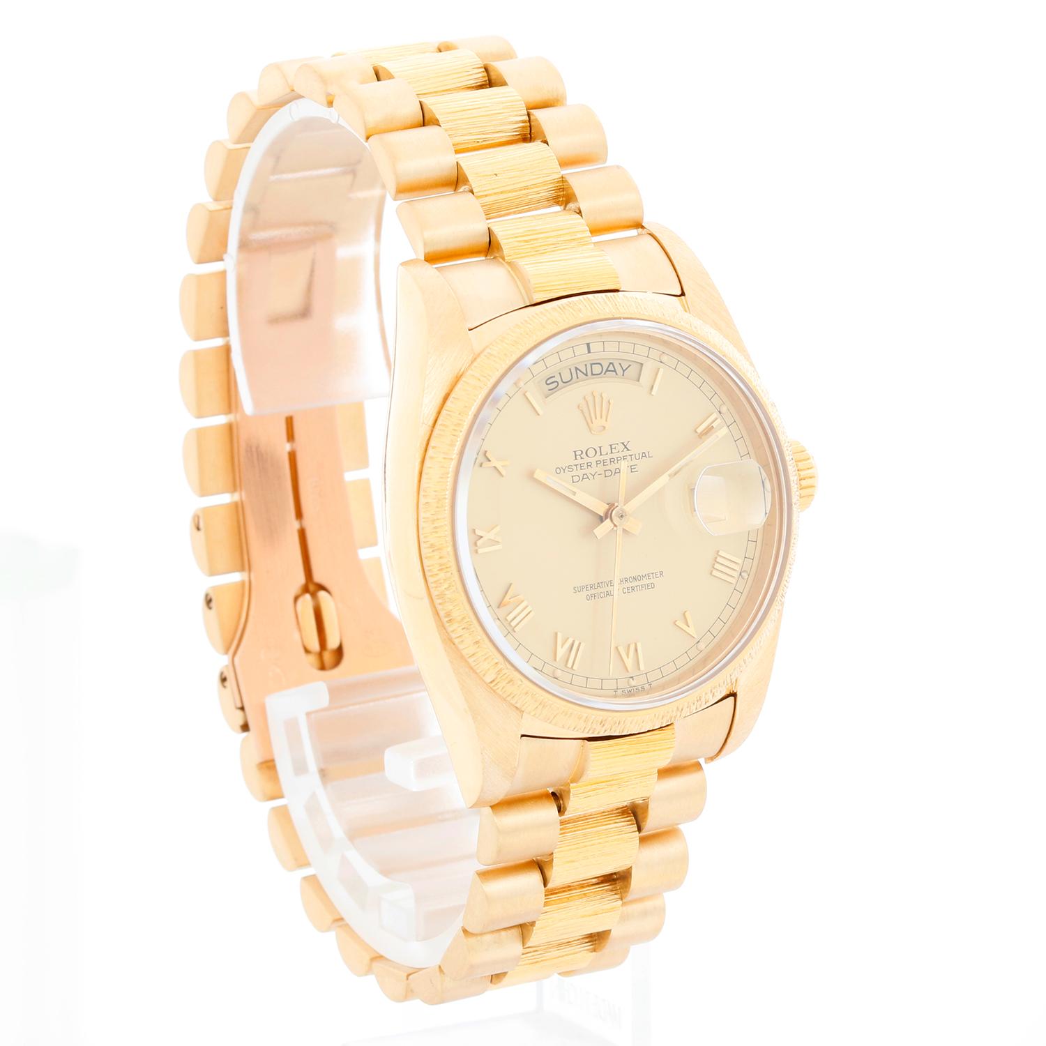 Rolex President Day-Date 18k Yellow Gold Bark Finish Men's Watch 18078 2