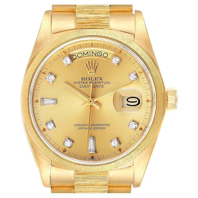 Rolex Gold Factory Florentine Finish Day-Date Wristwatch Ref 1806 circa ...