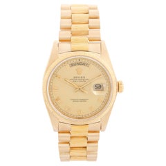 Rolex President Day-Date 18k Yellow Gold Bark Finish Men's Watch 18078