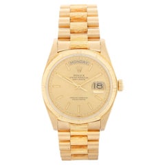 Rolex President Day-Date 18k Yellow Gold Bark Finish Men's Watch 18078