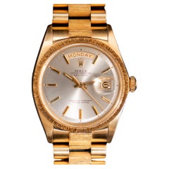 Rolex President Day-Date 18K Yellow Gold Bark Finish Silver Grey Dial 1807, 1970