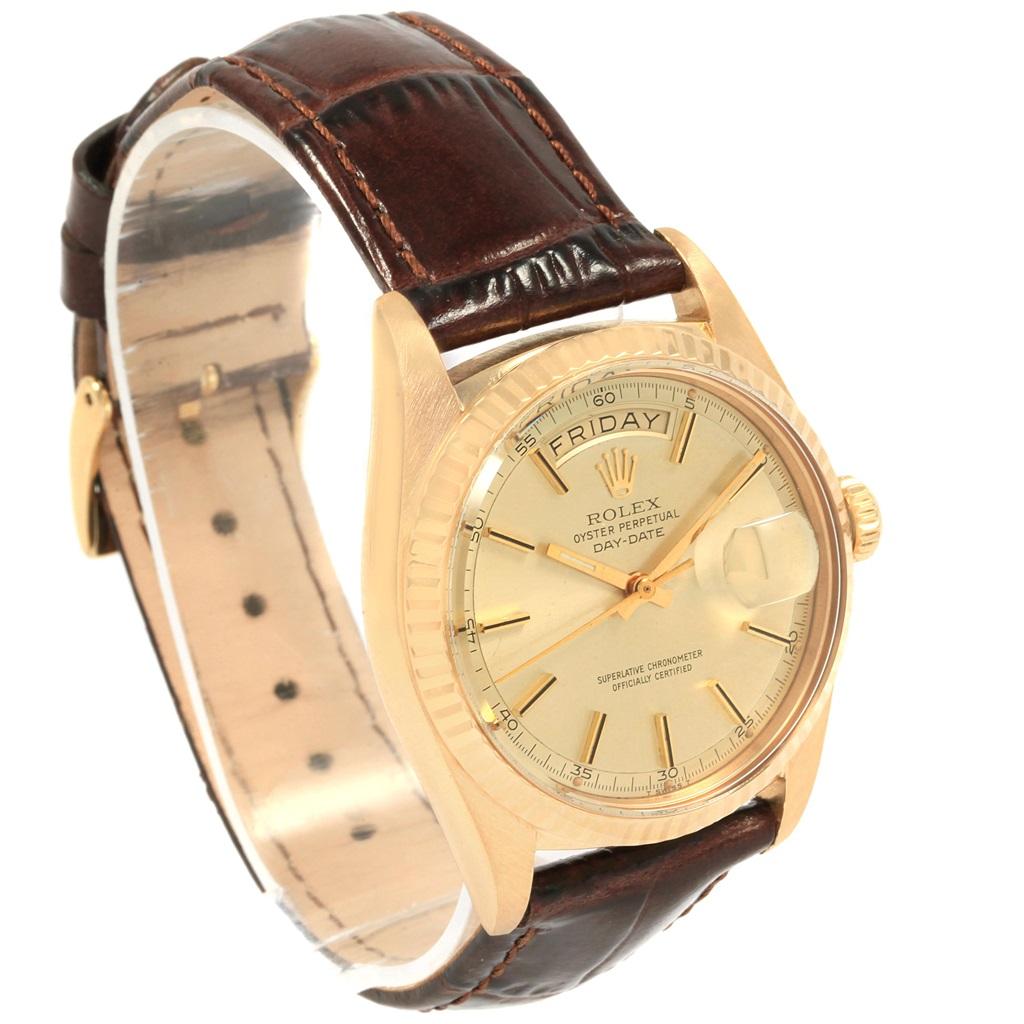 Rolex President Day-Date 18 Karat Yellow Gold Brown Strap Men’s Watch 1804 1