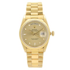 Vintage Rolex President Day-Date 18K Yellow Gold Diamond Dial Mens Watch 18238