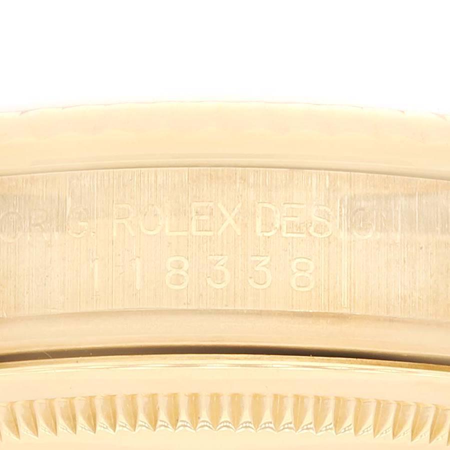 Rolex President Day Date 18k Yellow Gold Diamond Lugs Watch 118338 3