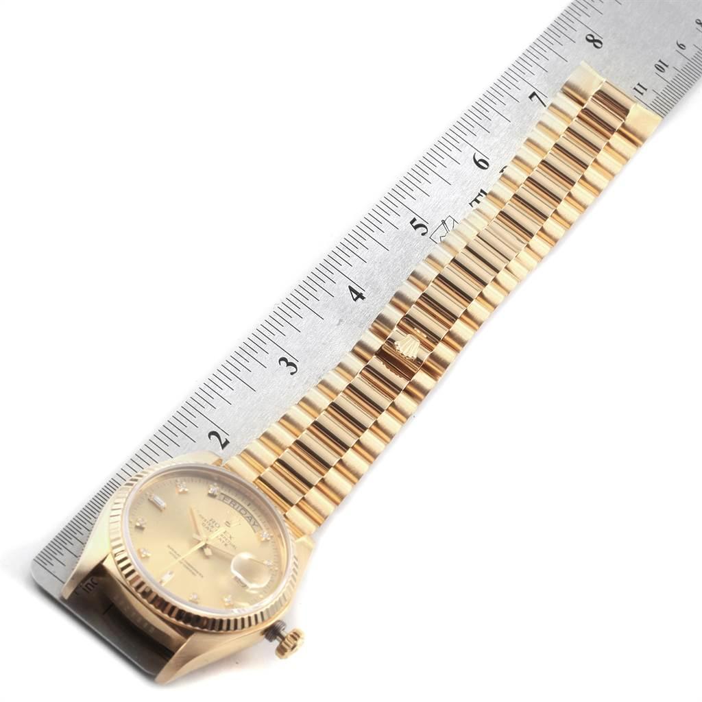 Rolex President Day Date 18 Karat Yellow Gold Diamond Men's Watch 18038 For Sale 7