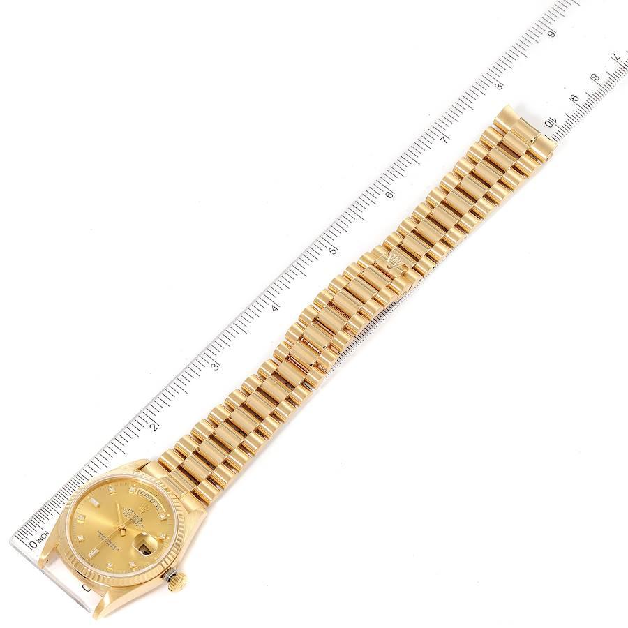 Rolex President Day-Date 18k Yellow Gold Diamond Mens Watch 18038 For Sale 6