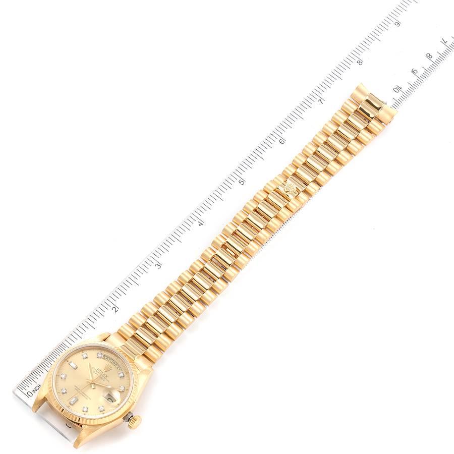 Rolex President Day-Date 18k Yellow Gold Diamond Mens Watch 18038 For Sale 3