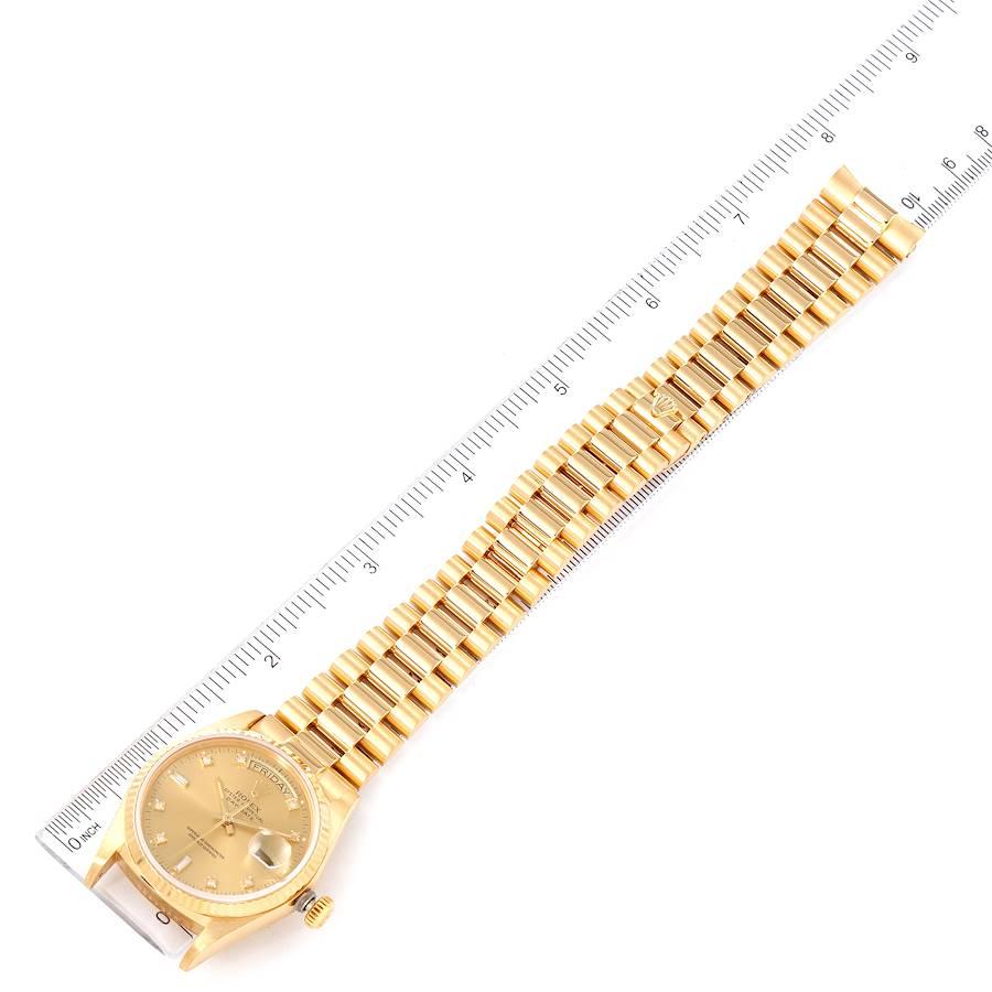 Rolex President Day-Date 18k Yellow Gold Diamond Mens Watch 18038 3