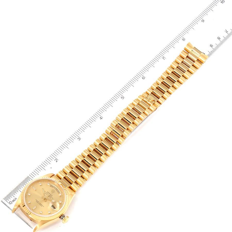 Rolex President Day-Date 18k Yellow Gold Diamond Mens Watch 18038 6