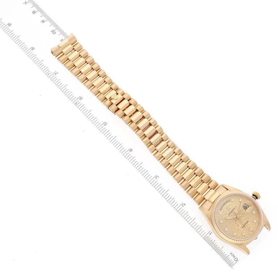 Rolex President Day-Date 18k Yellow Gold Diamond Mens Watch 18038 For Sale 6