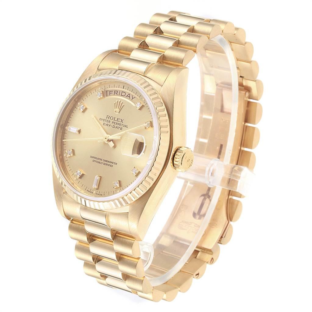 Rolex President Day Date 18 Karat Yellow Gold Diamond Men's Watch 18038 For Sale 1