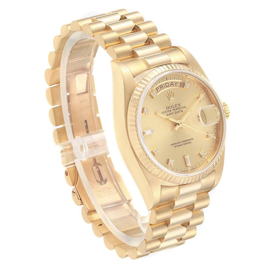 Rolex President Day Date 18 Karat Yellow Gold Diamond Men's Watch 18038 For Sale 2