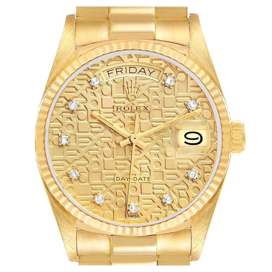 Rolex President Day-Date 18k Gelbgold Diamant-Herrenuhr 18038