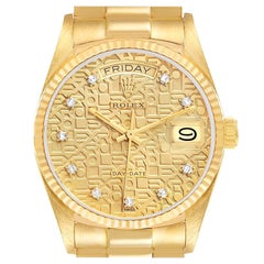rolex day date alternative Rolex President Day-Date 18k Yellow Gold Diamond Mens Watch 18038