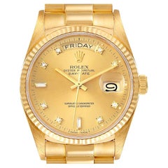 Vintage Rolex President Day-Date 18k Yellow Gold Diamond Mens Watch 18038