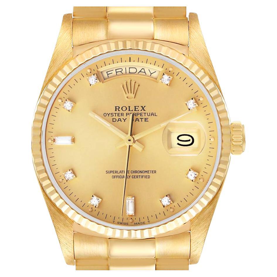 Rolex President Day-Date 18k Yellow Gold Diamond Mens Watch 18038