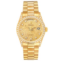 Rolex President Day-Date 18k Yellow Gold Diamond Mens Watch 18138