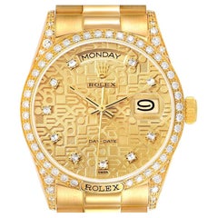 Rolex President Day-Date 18k Yellow Gold Diamond Mens Watch 18138