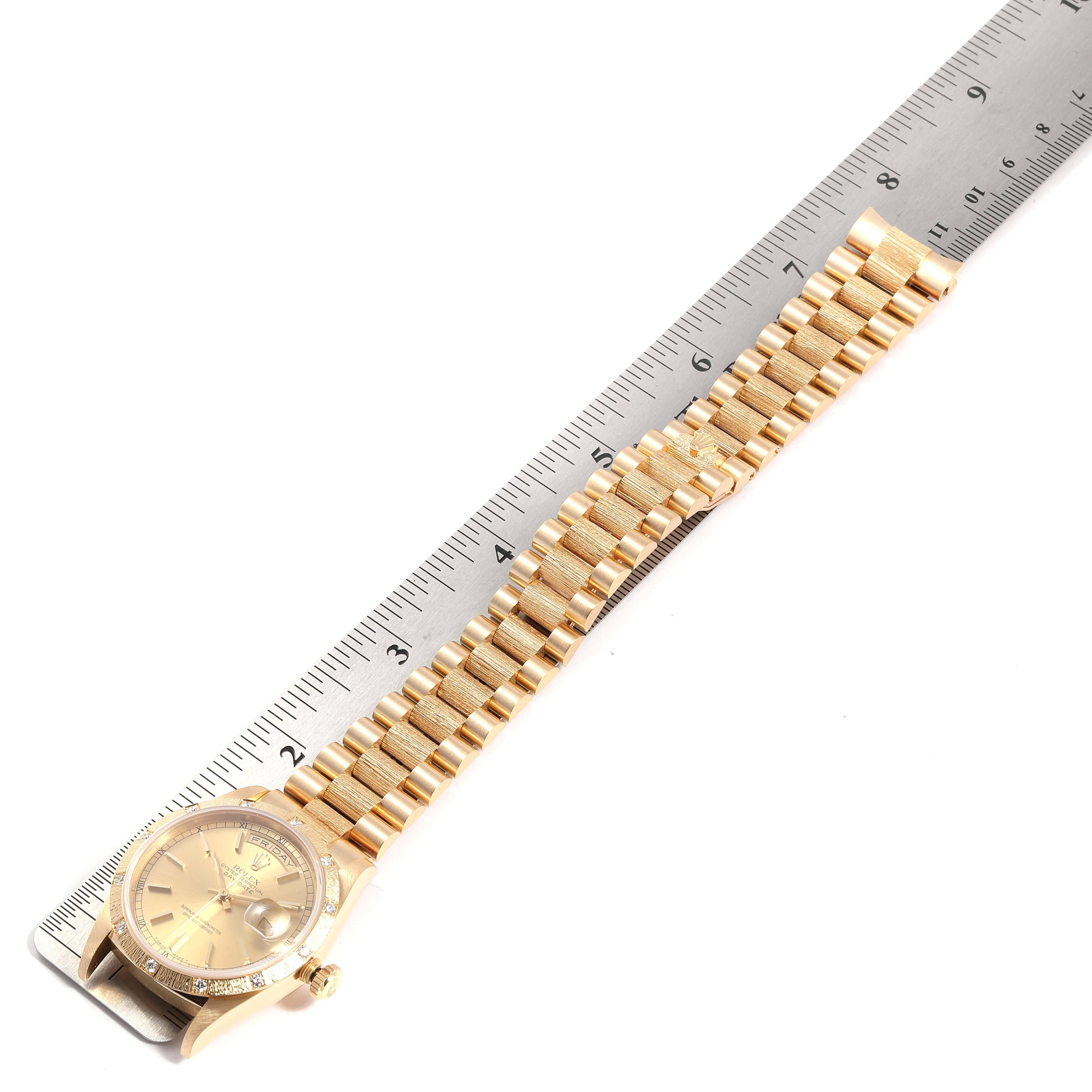 Rolex President Day-Date 18 Karat Yellow Gold Diamond Men's Watch 18308 For Sale 4