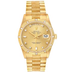 Rolex President Day-Date 18k Yellow Gold Diamond Mens Watch 18308