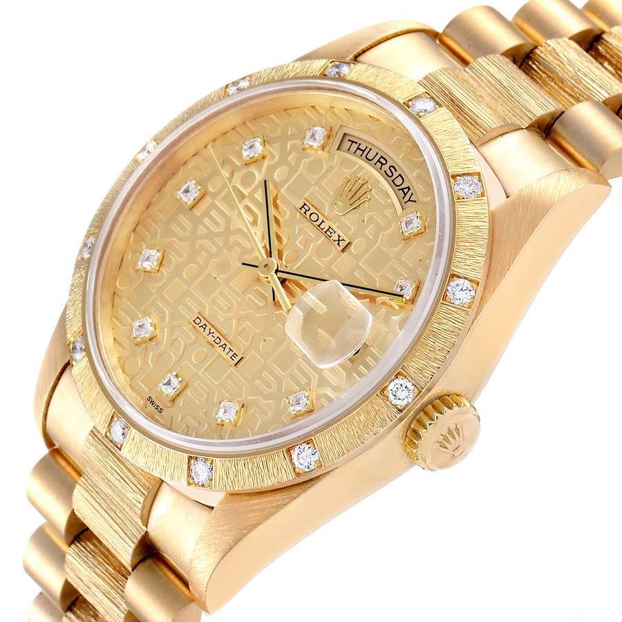 Rolex President Day-Date 18K Yellow Gold Diamond Mens Watch 18308 In Excellent Condition In Atlanta, GA