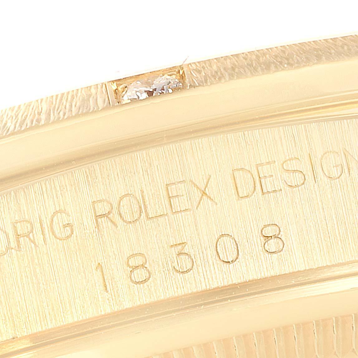 Rolex President Day-Date 18 Karat Yellow Gold Diamond Men's Watch 18308 For Sale 1