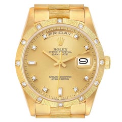 Rolex President Day-Date 18k Yellow Gold Diamond Mens Watch 18308