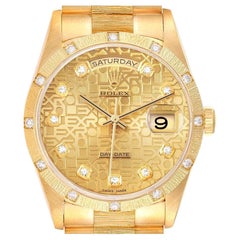 Rolex President Day-Date 18K Yellow Gold Diamond Mens Watch 18308