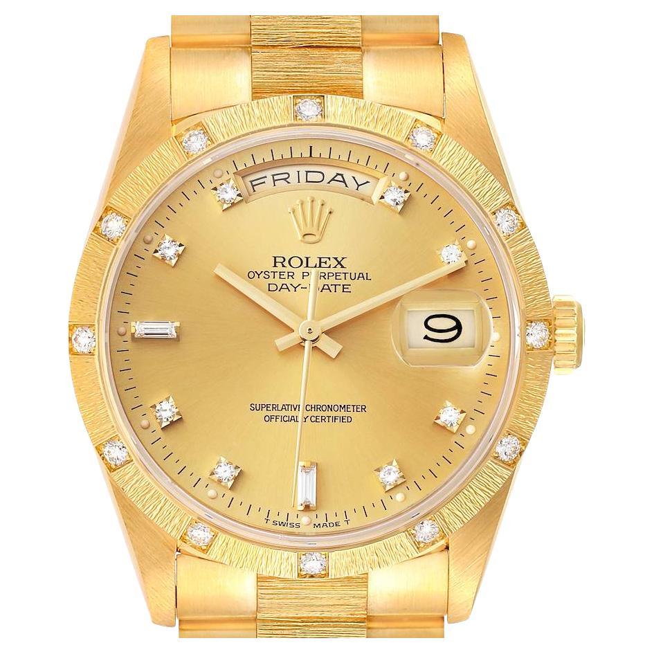 Rolex Vintage 18K Yellow Gold Day-Date Watch with Arabic Day and Date ...