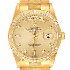 Rolex President Day-Date 18K Yellow Gold Diamond Mens Watch 18308 Service Papers