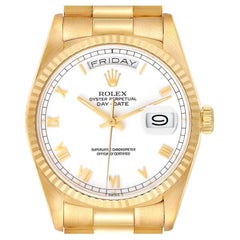 Rolex President Day-Date 18k Yellow Gold White Roman Dial Mens Watch 18238