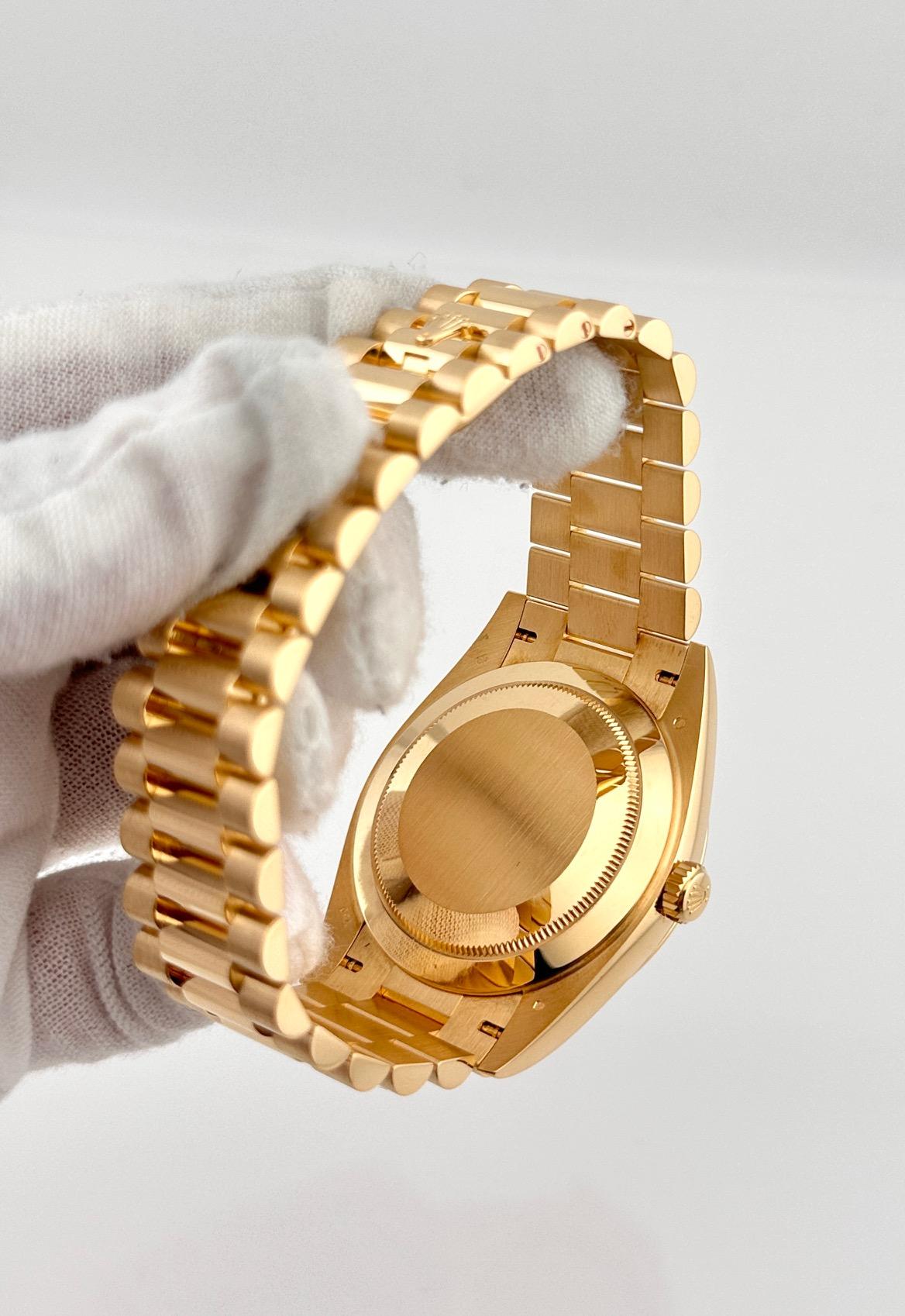 Rolex Präsident Day Date 228238 40mm Baguette Diamant Zifferblatt 18K Gold Box Papiere im Angebot 3