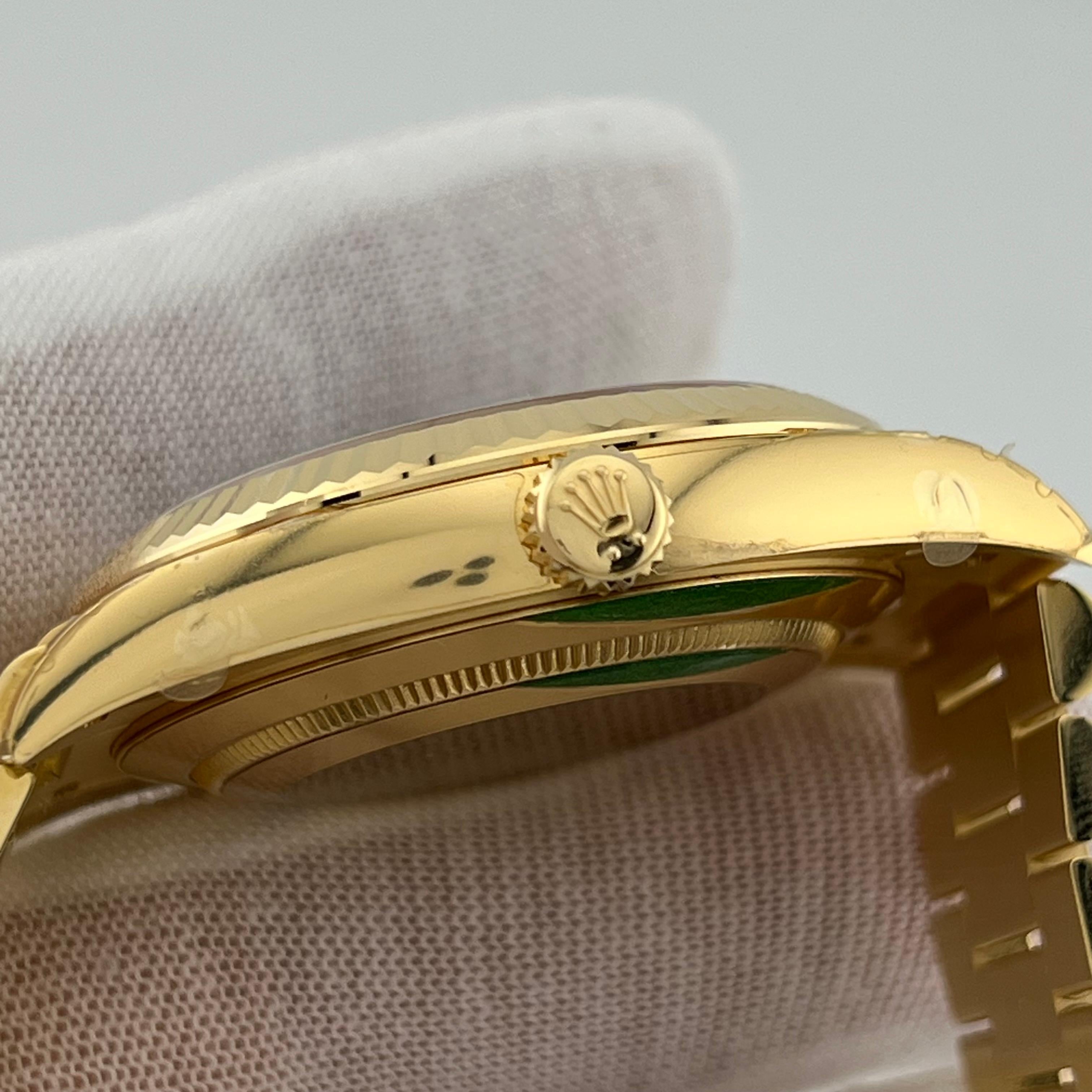 Rolex President Day Date 228238 40mm Black Baguette Diamond 18K Gold w/ STICKERS For Sale 6
