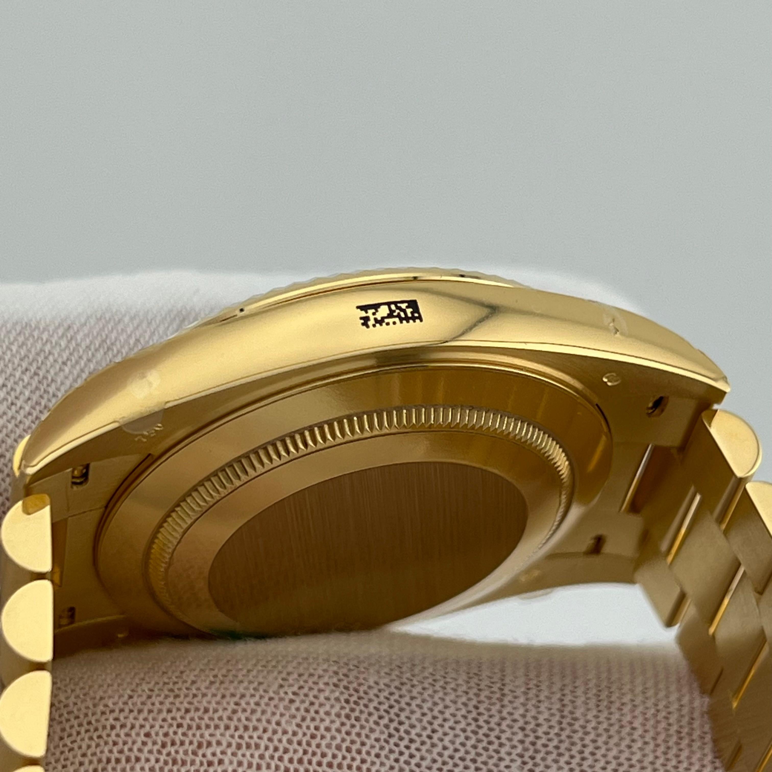 Rolex President Day Date 228238 40mm Black Baguette Diamond 18K Gold w/ STICKERS For Sale 7