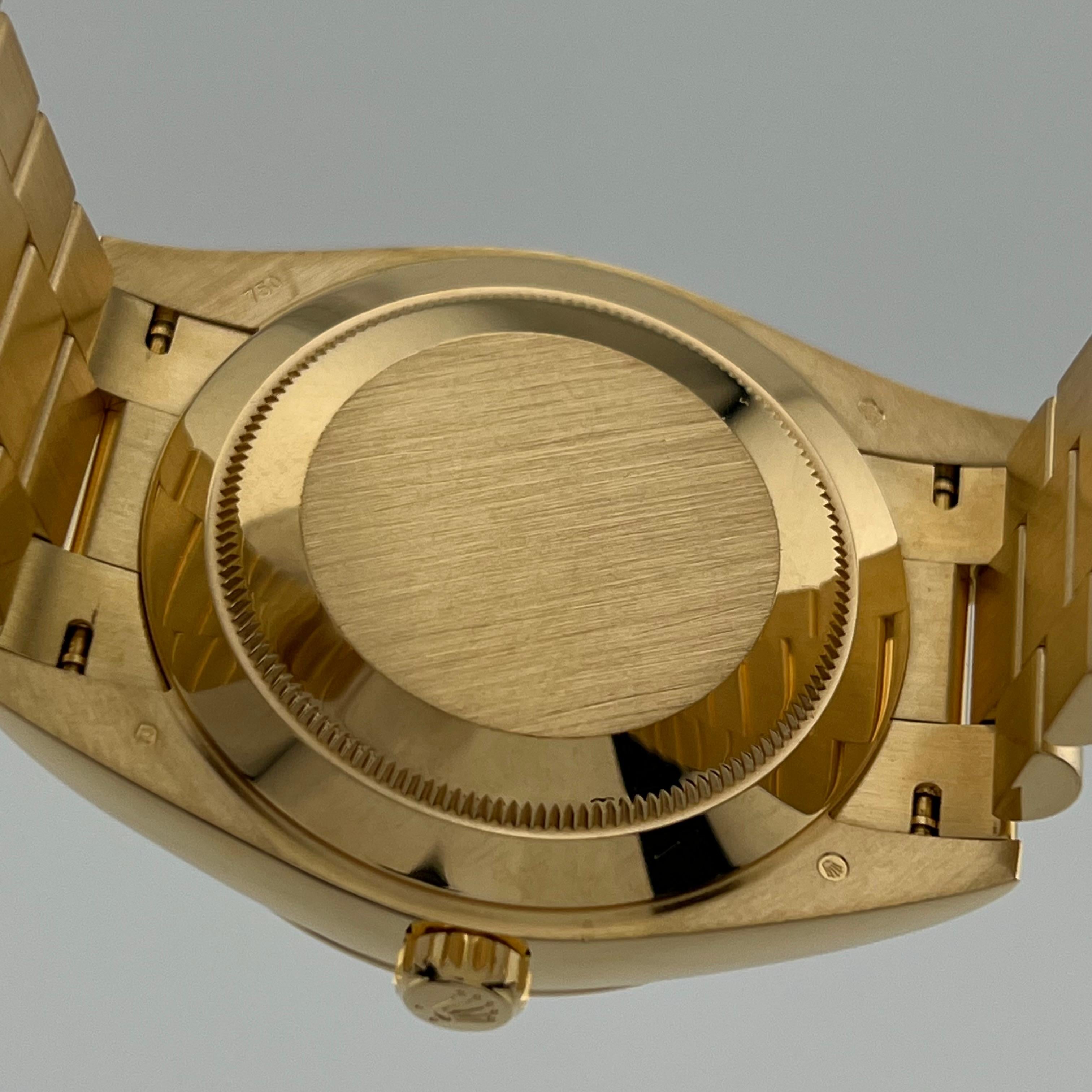 Rolex President Day Date 228238 Black Motif Dial 18k Yellow Gold Box Papers 40mm 8
