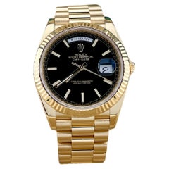 Rolex President Day Date 228238 Black Motif Dial 18k Yellow Gold Box Papers 40mm