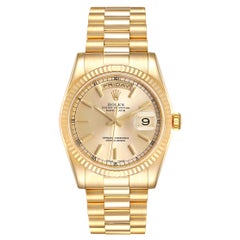 Rolex President Day Date 36 18 Karat Yellow Gold Men's Watch 118238